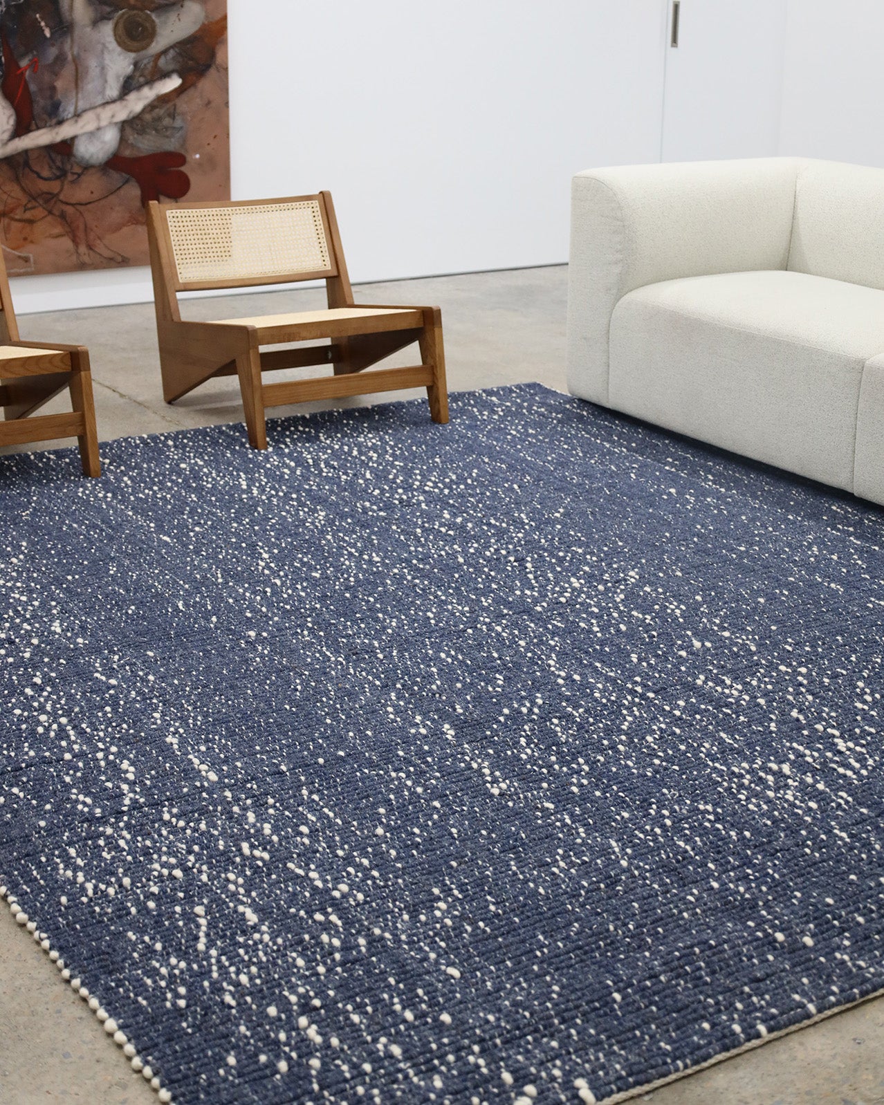 Kendra Navy Blue and Ivory Wool Rug