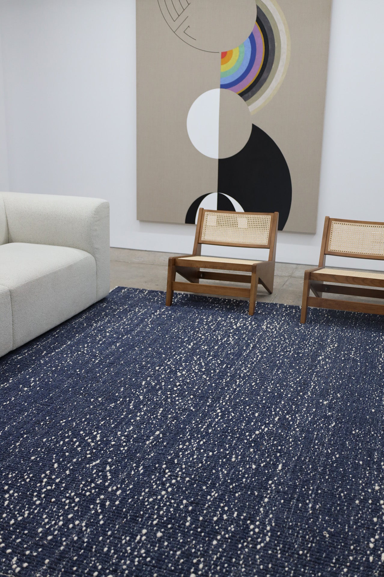 Kendra Navy Blue and Ivory Wool Rug