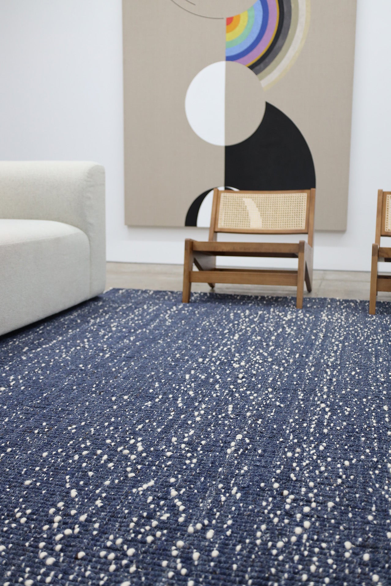 Kendra Navy Blue and Ivory Wool Rug