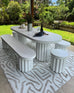 Kensa Grey Cream Indoor Outdoor Washable Rug