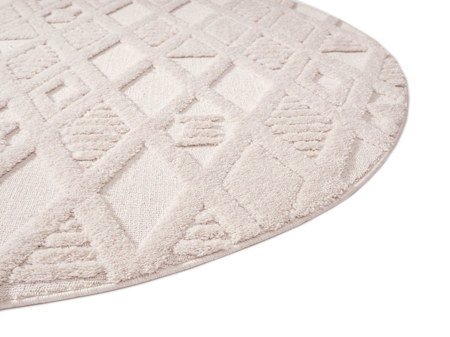 Kira Diamond Detail Textured Round Rug