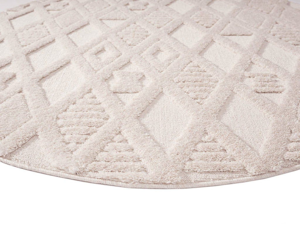 Kira Diamond Detail Textured Round Rug