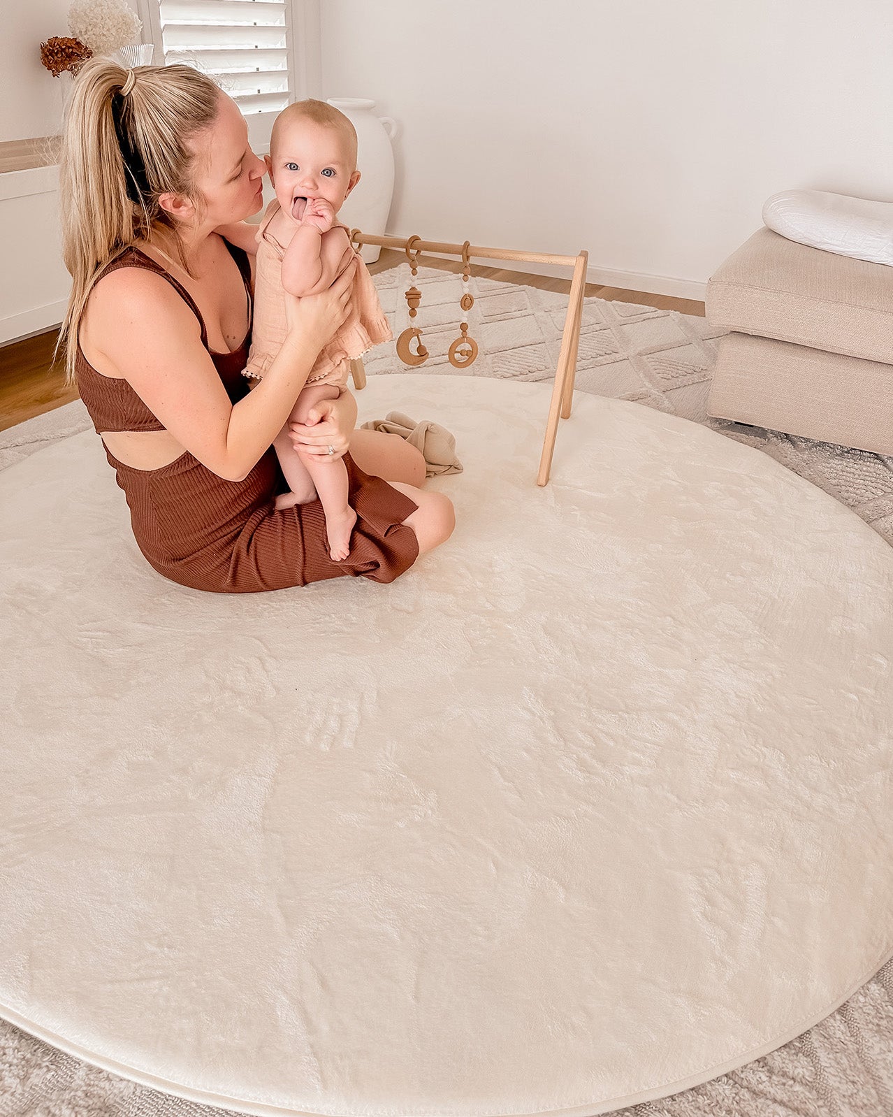 Koa Ivory Plush Rollie Pollie Round Playmat