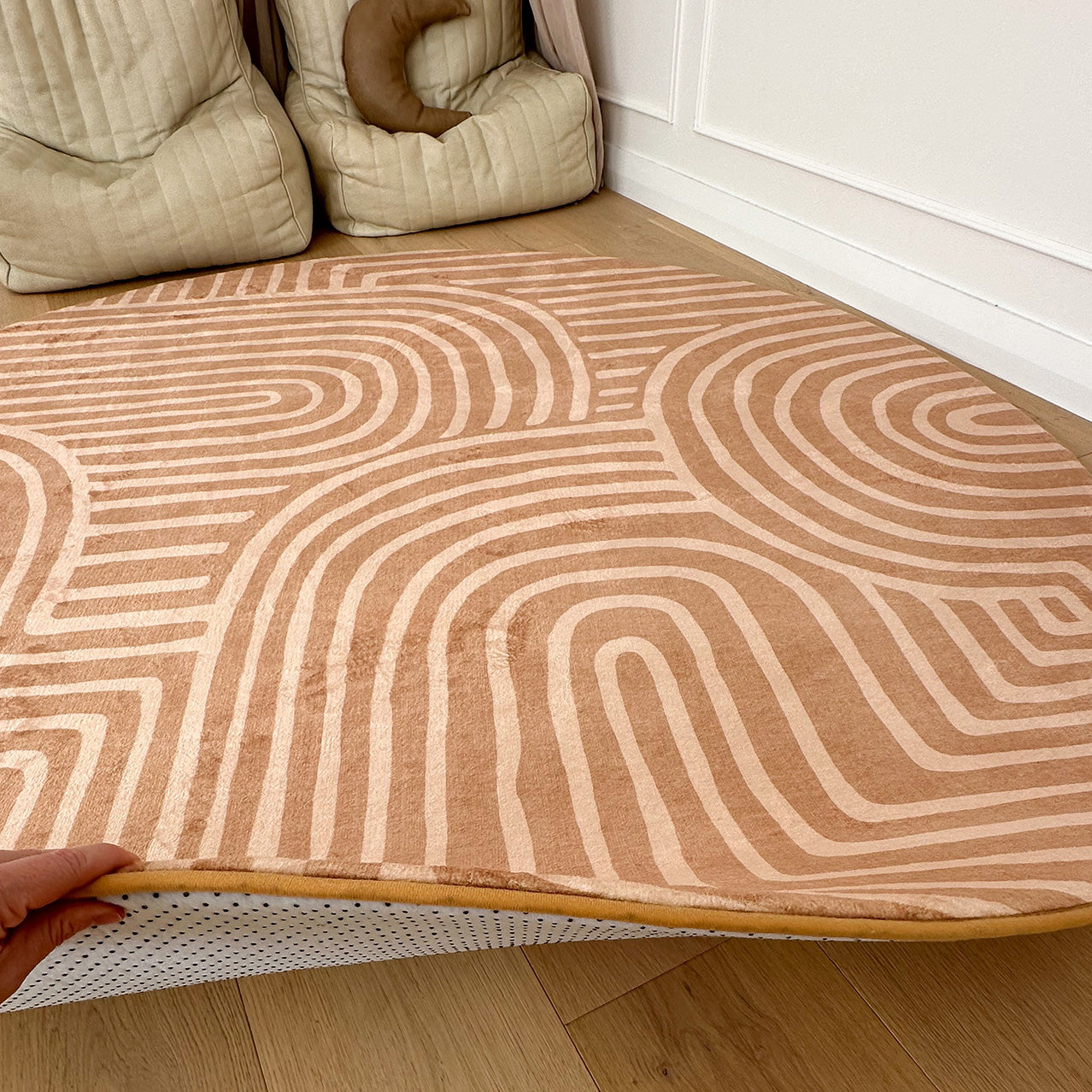 Koru Brown Abstract Rollie Pollie Round Playmat