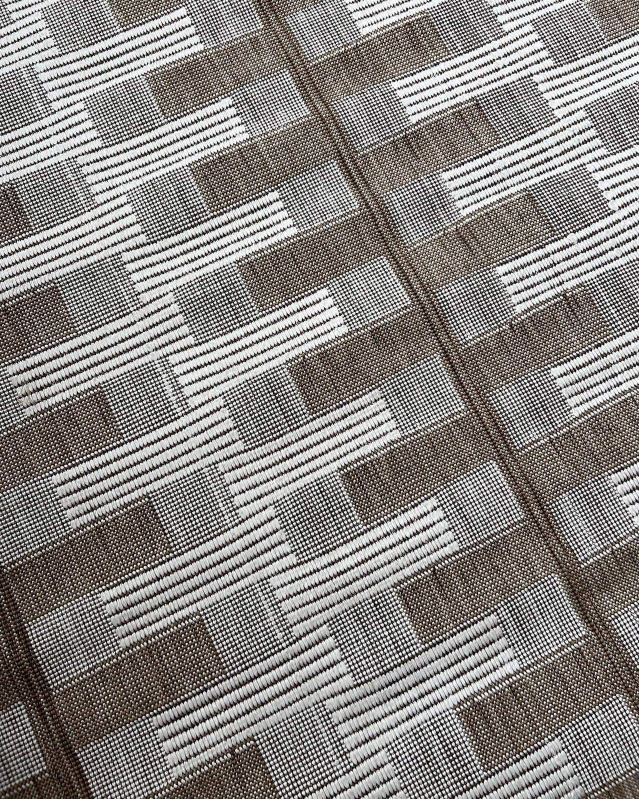 Krystal Brown and Ivory Geometric Flatweave Indoor Outdoor Rug