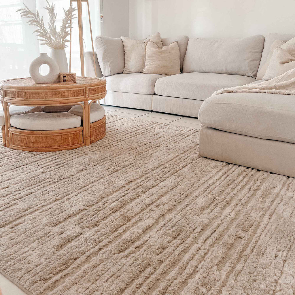 Leilani Ivory Cream Textured Rug