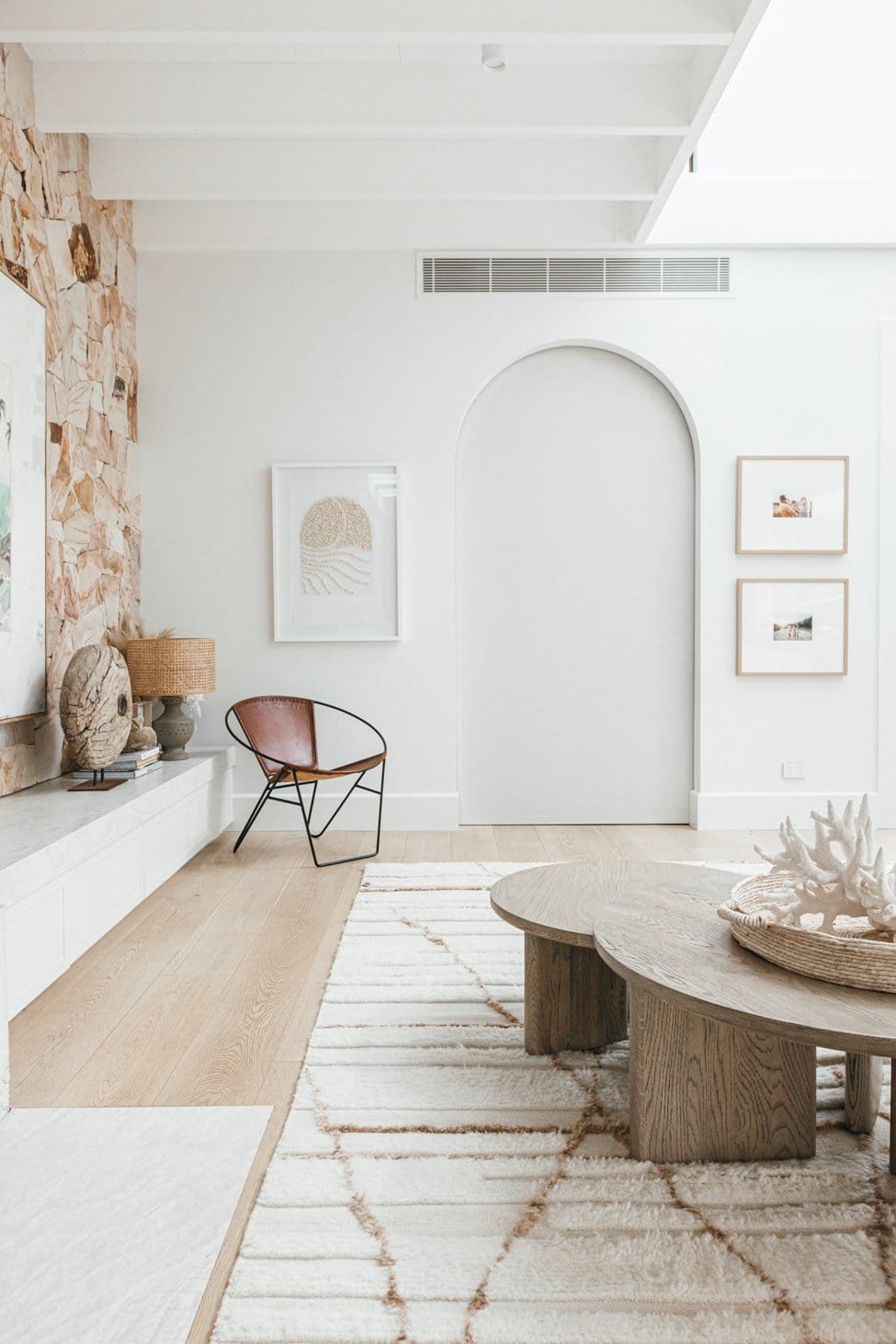 Leona Ivory Beige Tribal Wool Shag Rug