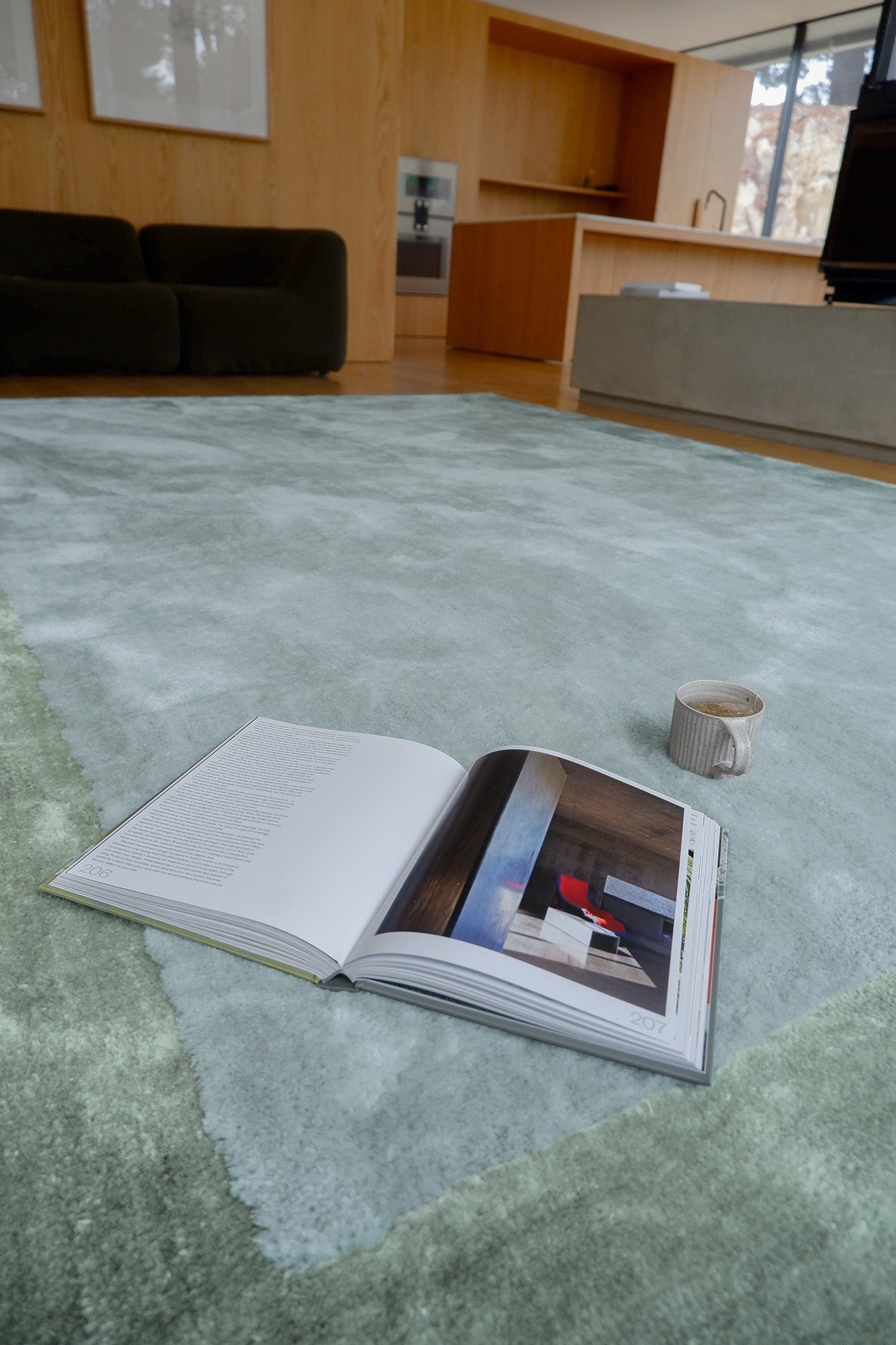Lila Green Bordered Shag Rug