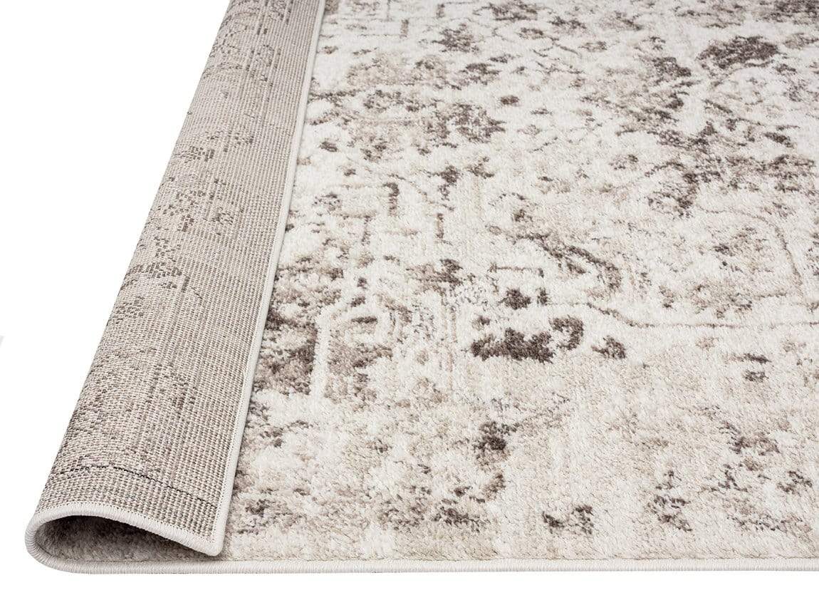 Liliana Cream And Brown Traditional Distressed Floral Rug