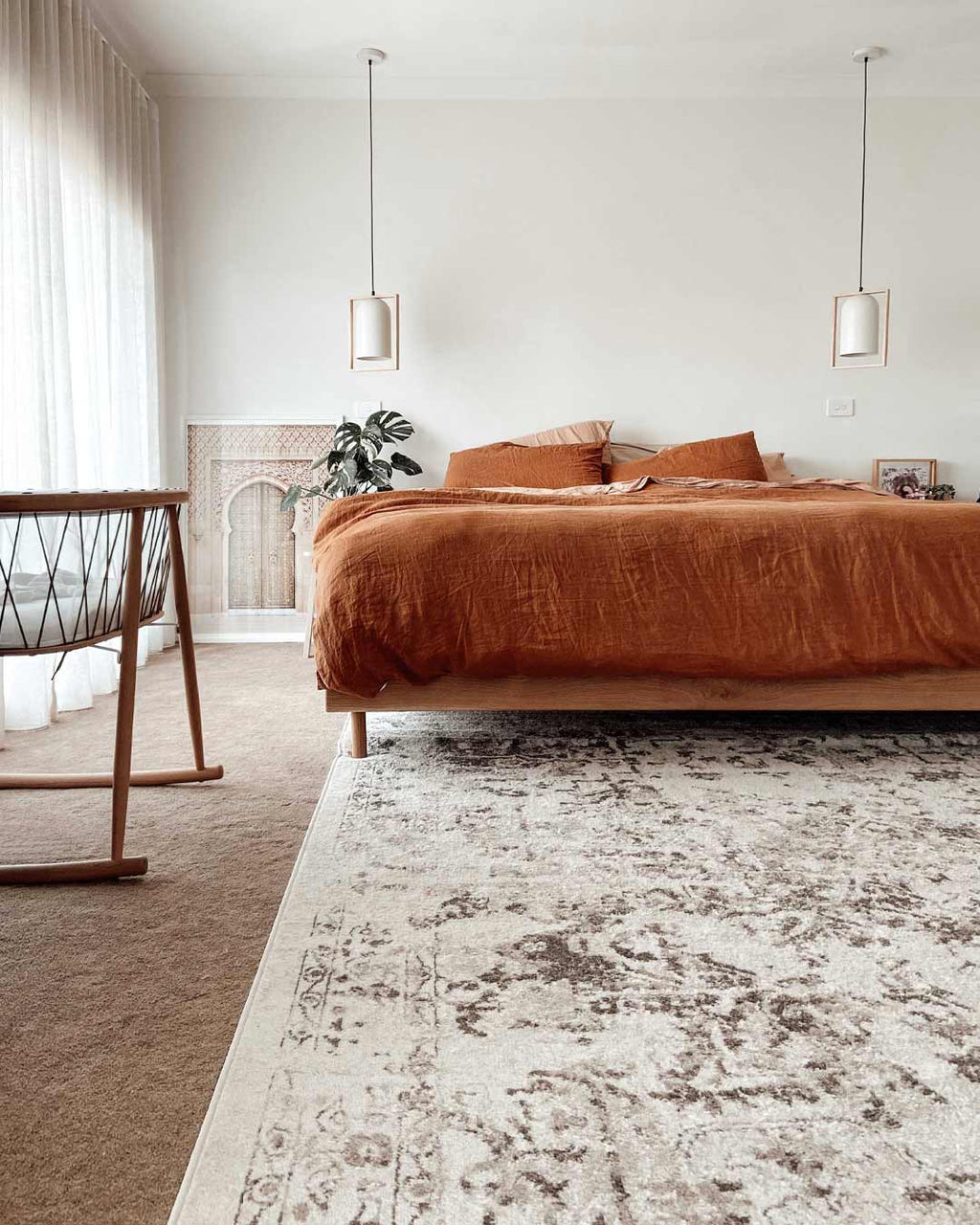 Liliana Cream And Brown Traditional Distressed Floral Rug