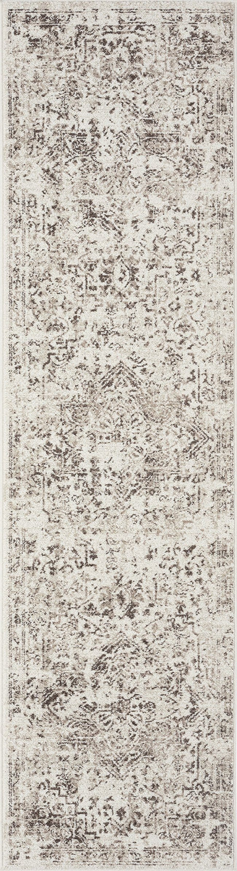 Liliana Cream And Brown Traditional Distressed Floral Runner Rug *NO RETURNS UNLESS FAULTY