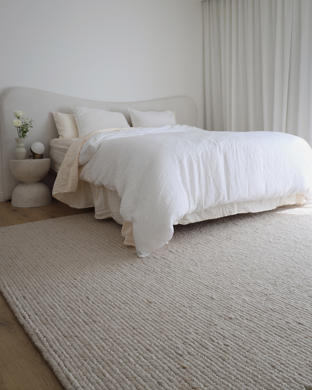 Linnea Beige Herringbone Braided Wool Rug