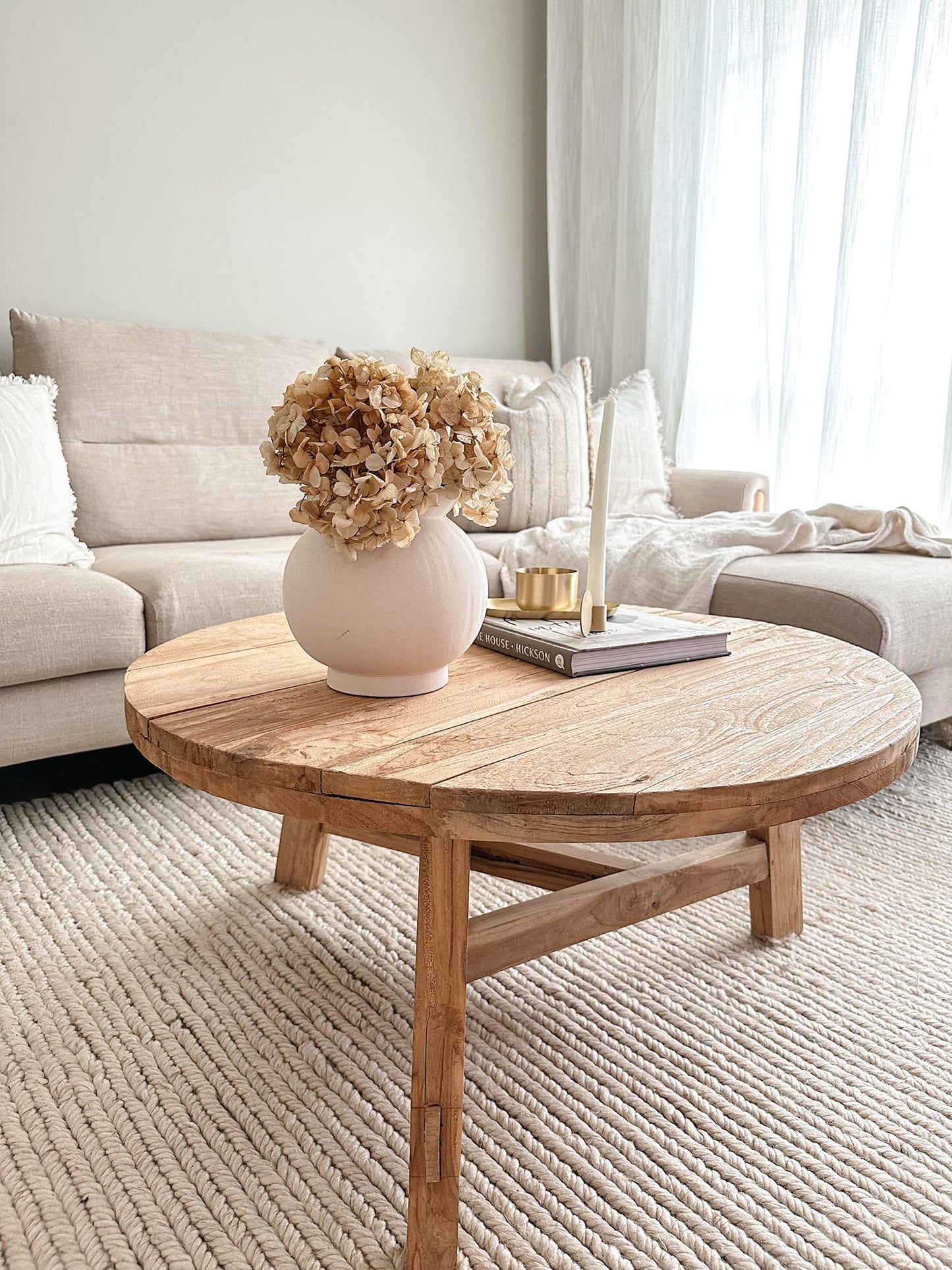 Linnea Beige Herringbone Braided Wool Rug