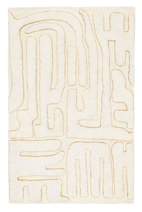 Lola Cream Abstract Cotton Washable Rug
