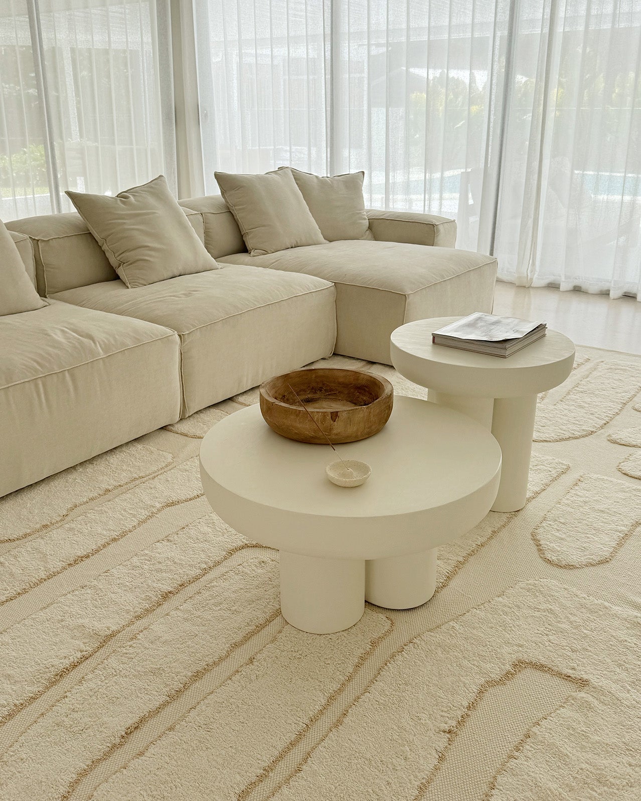 Lola Cream Abstract Cotton Washable Rug
