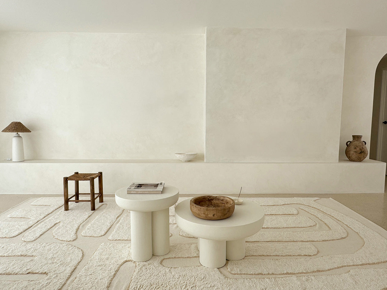 Lola Cream Abstract Cotton Washable Rug