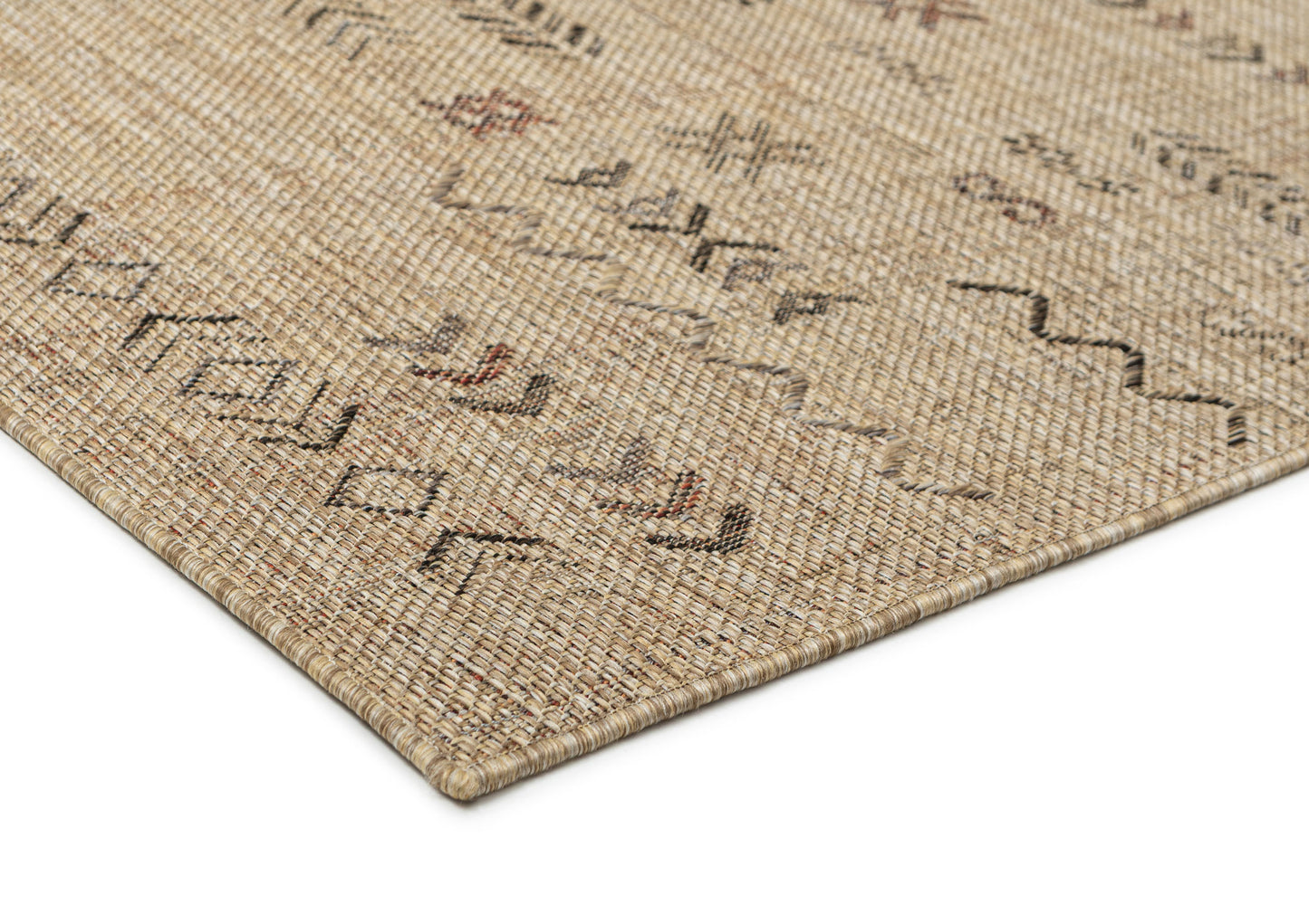 Loom Sand Beige and Stone Tribal Pattern Indoor Outdoor Rug