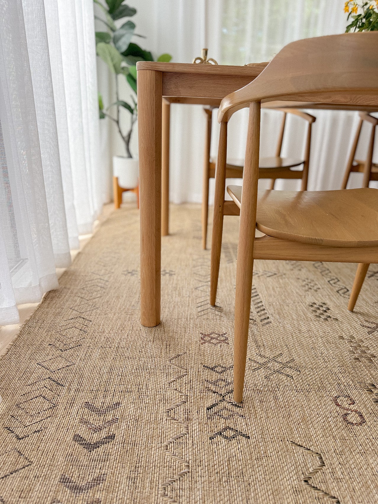 Loom Sand Beige and Stone Tribal Pattern Indoor Outdoor Rug