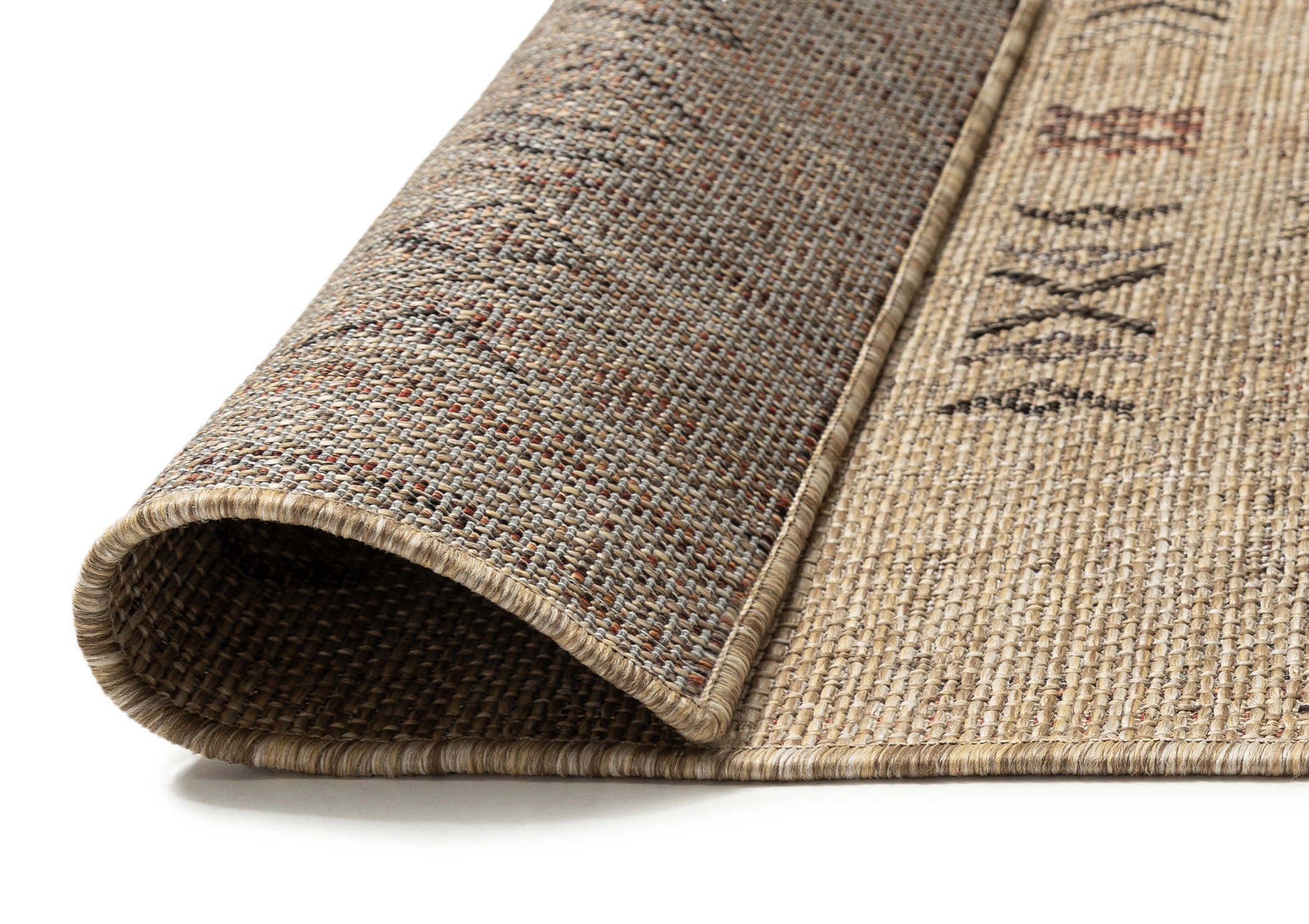 Sand Rug Runner Loom Sand Beige and Stone Tribal Pattern Indoor Outdoor Runner Rug