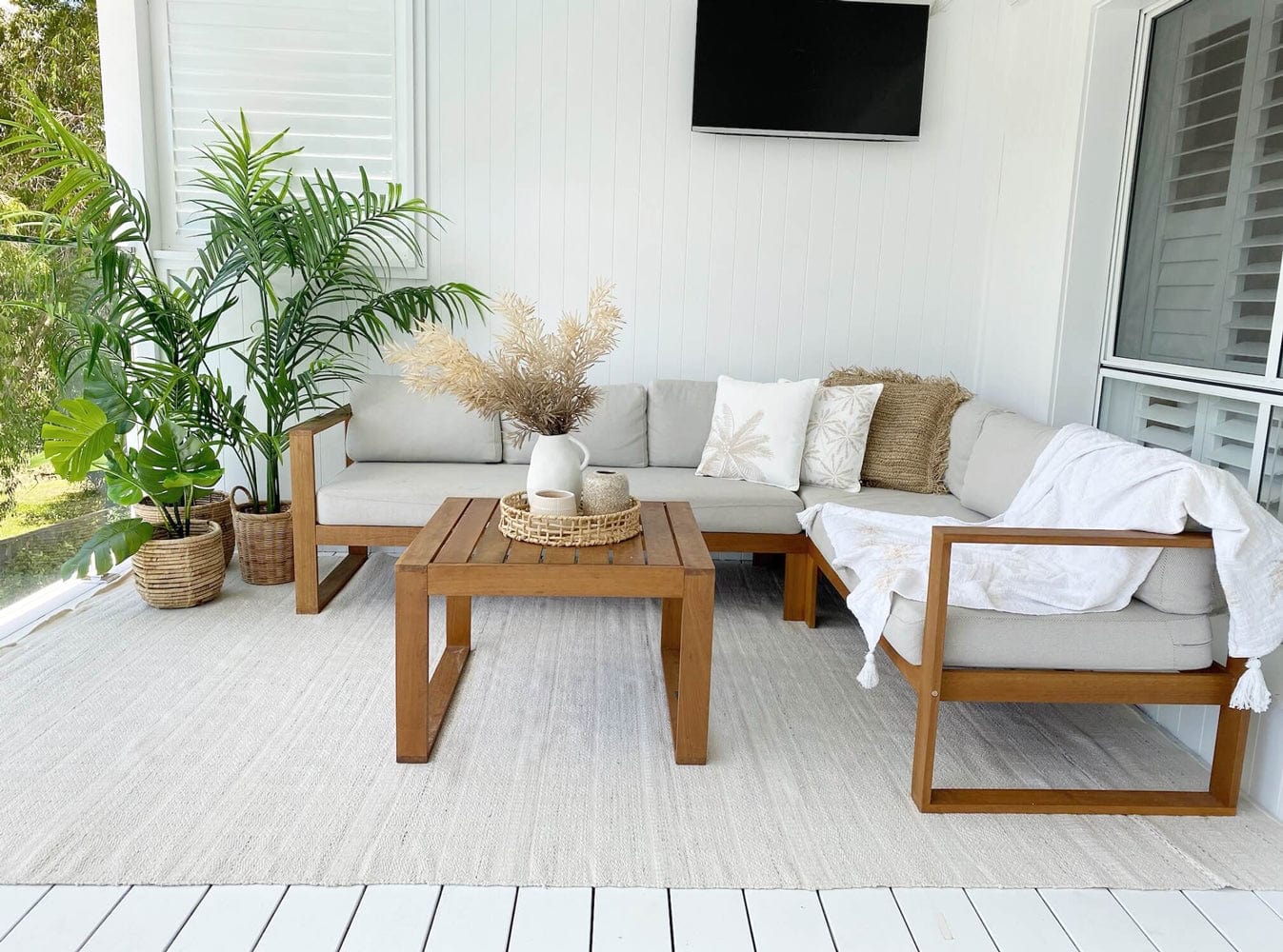 Loretta Cream and Grey Indoor Outdoor PET Rug