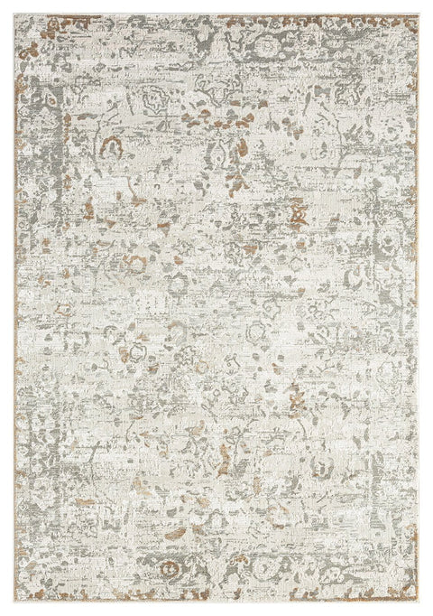 Louise Grey Ivory and Beige Distressed Floral Rug
