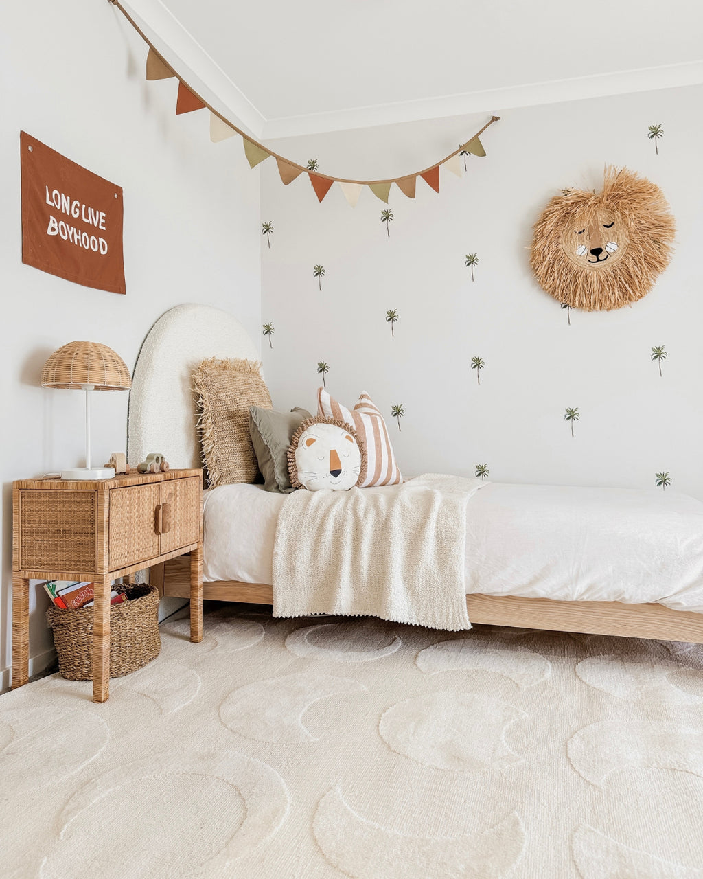 Lucy Beige Cream Half-Moon Pattern Rug
