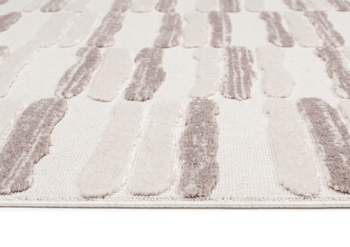 Luiza Ivory and Beige Abstract Striped Rug