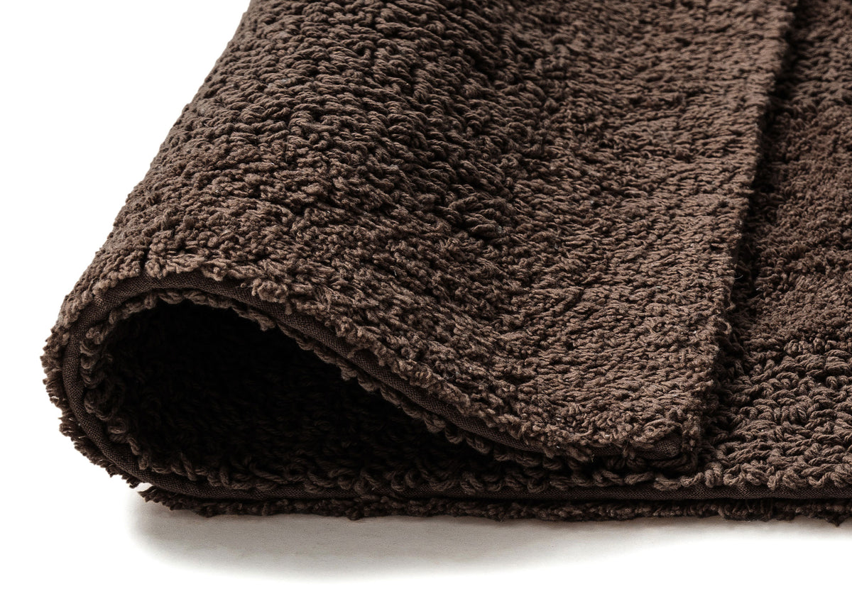 Lyndrea Cocoa Brown Grid Cotton Bath Mat