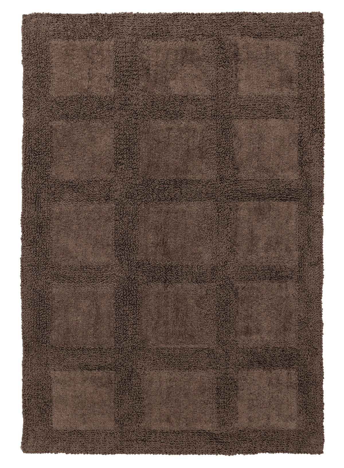 Lyndrea Cocoa Brown Grid Cotton Bath Mat