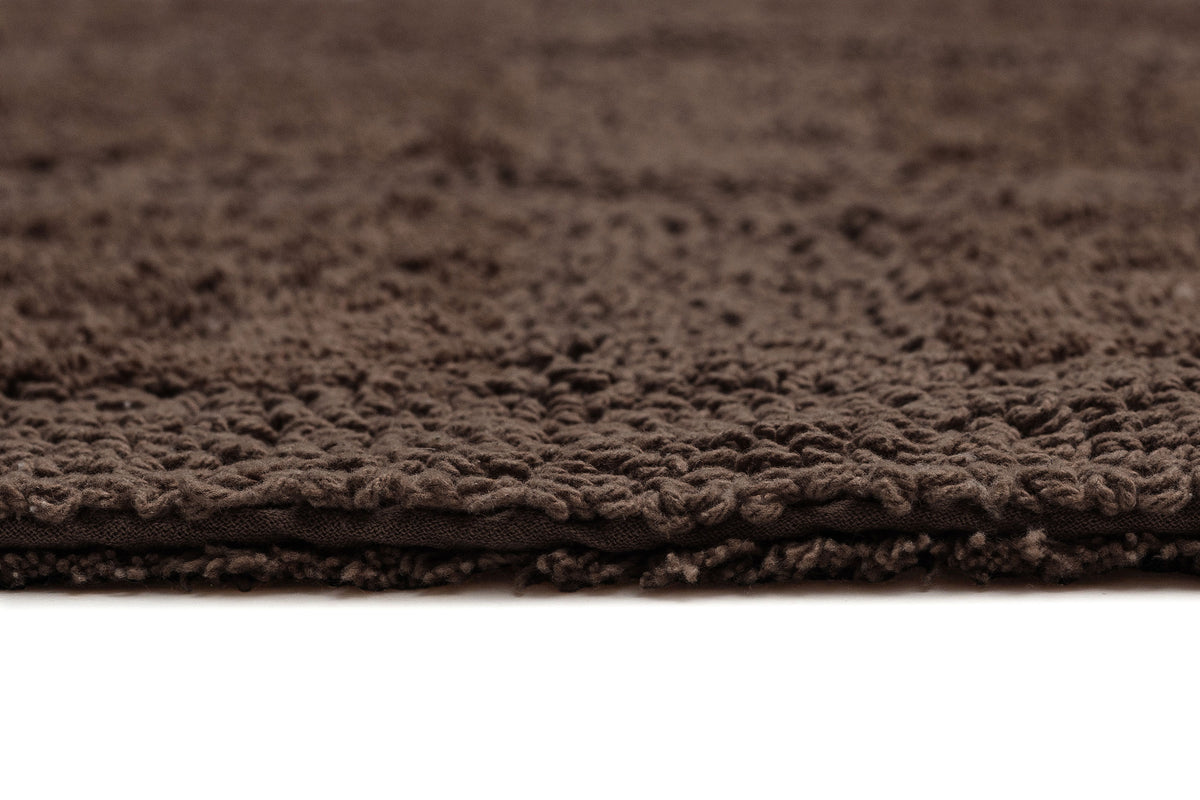 Lyndrea Cocoa Brown Grid Cotton Bath Mat