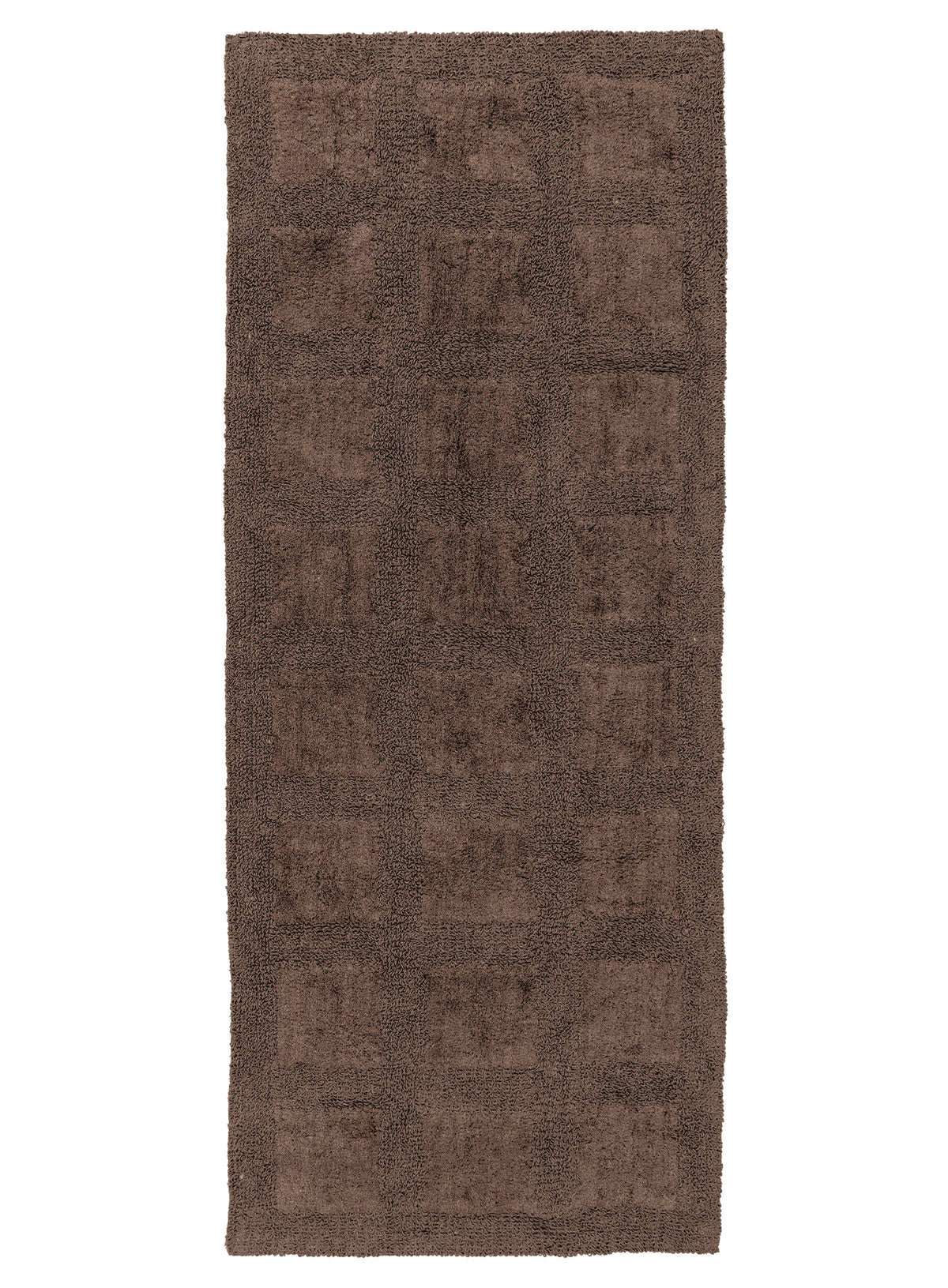 Lyndrea Cocoa Brown Grid Cotton Bath Mat