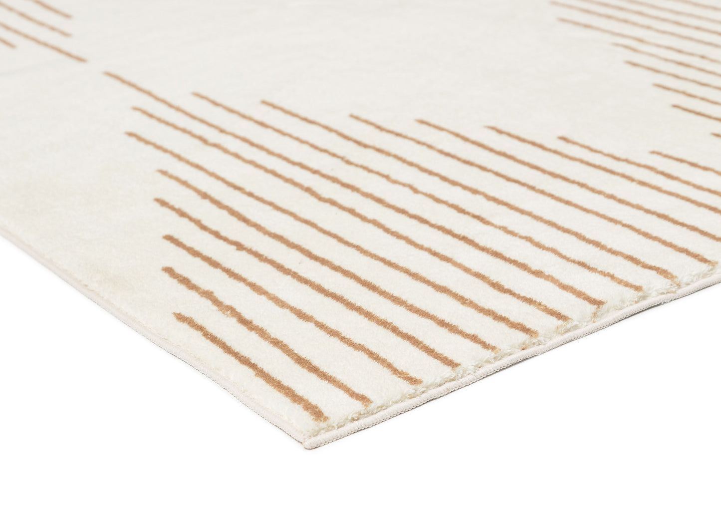 Lyra Ivory and Brown Diamond Stripe Washable Rug