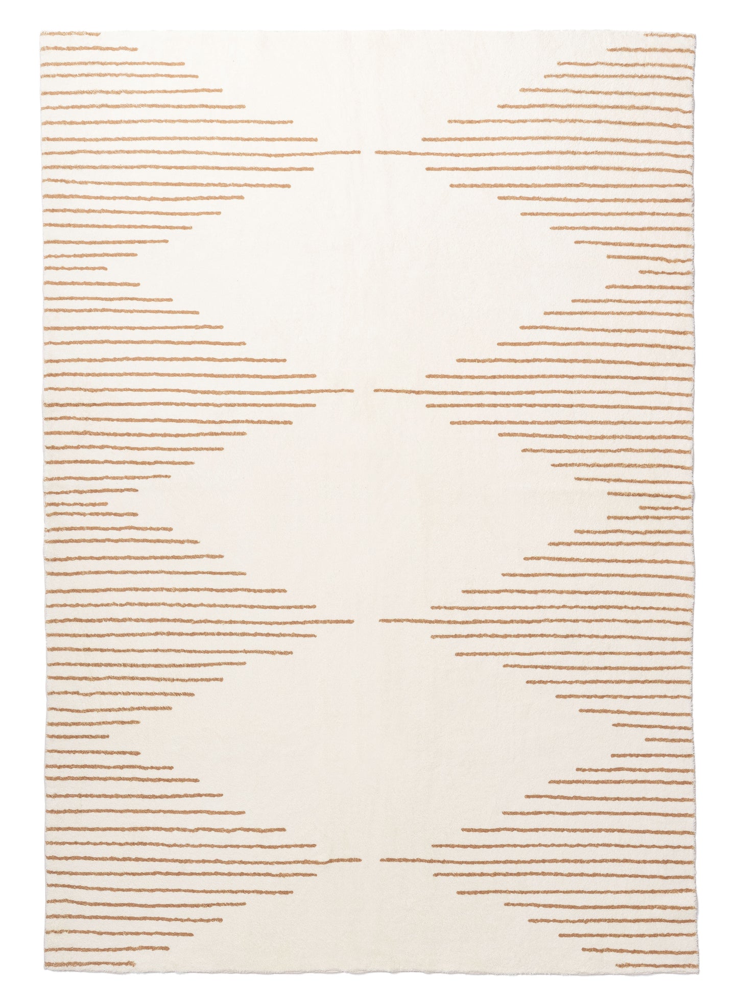 Lyra Ivory and Brown Diamond Stripe Washable Rug
