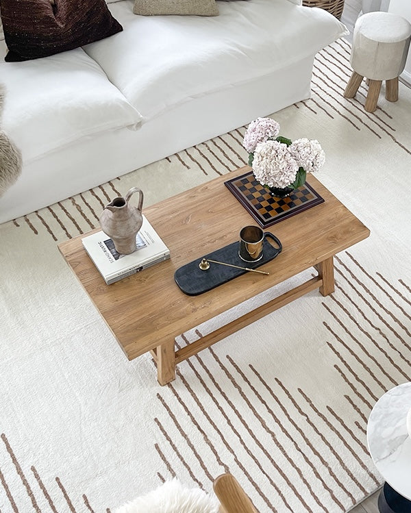 Lyra Ivory and Brown Diamond Stripe Washable Rug