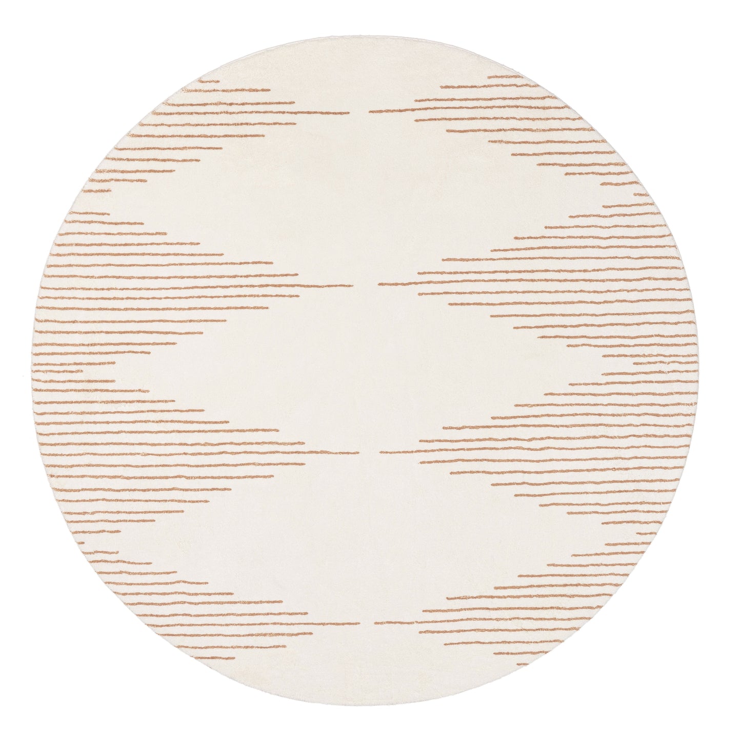 Lyra Ivory and Brown Diamond Stripe Washable Round Rug