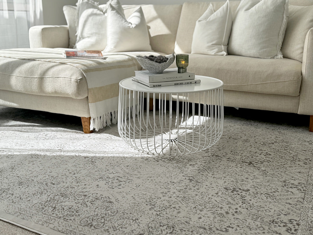 Madison Ivory And Grey Traditional Distressed Rug