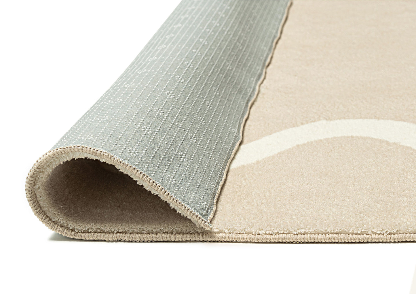 Mahali Beige Ivory Wiggle Bordered Washable Rug