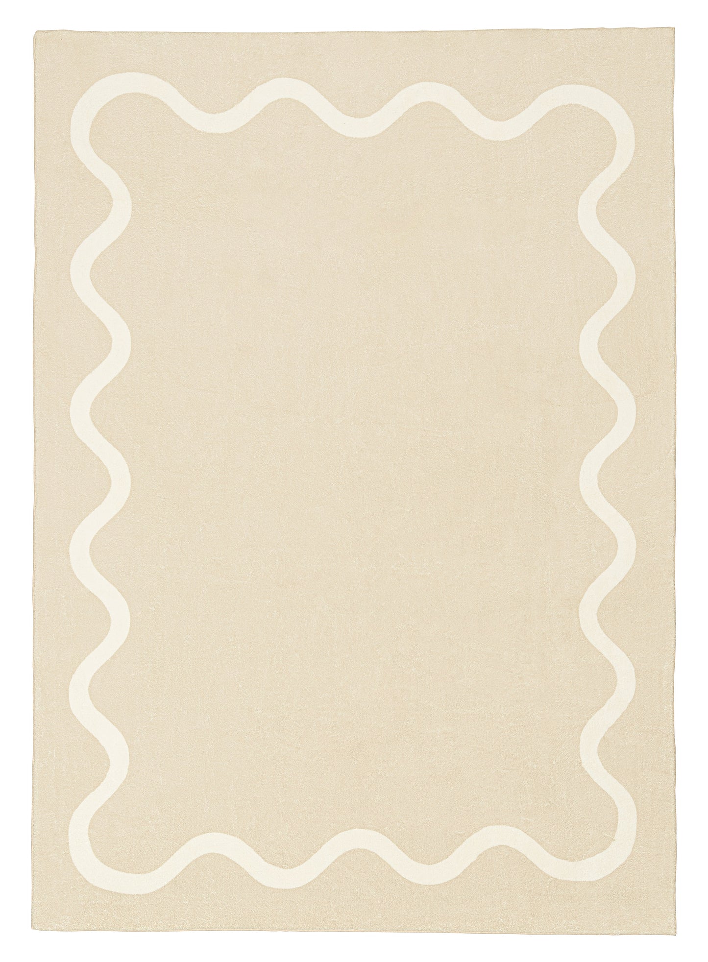 Mahali Beige Ivory Wiggle Bordered Washable Rug