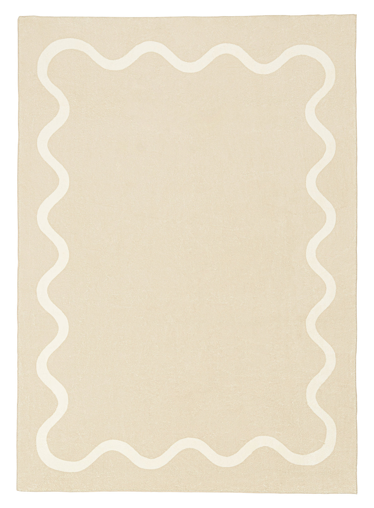 Mahali Beige Ivory Wiggle Bordered Washable Rug