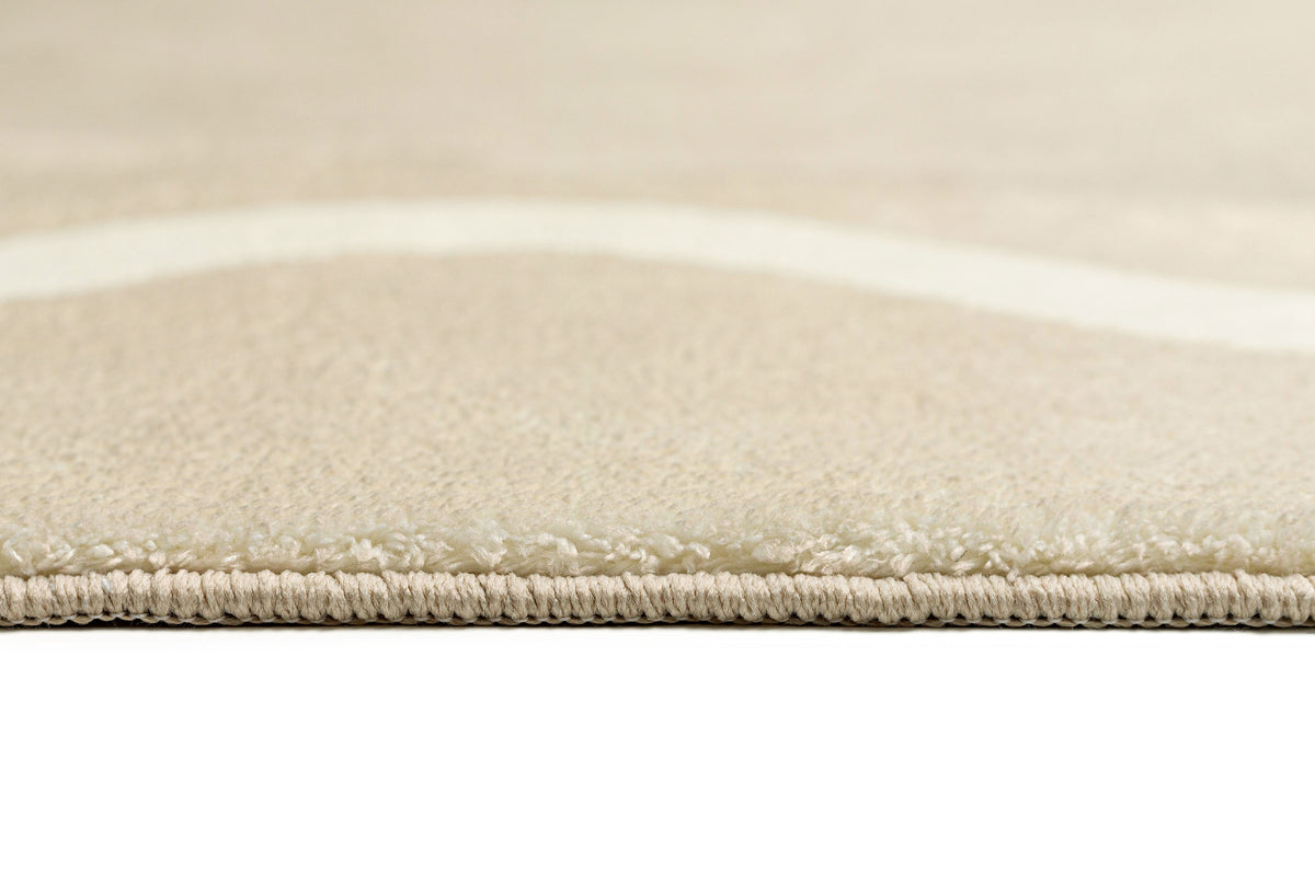 Mahali Beige Ivory Wiggle Bordered Washable Rug