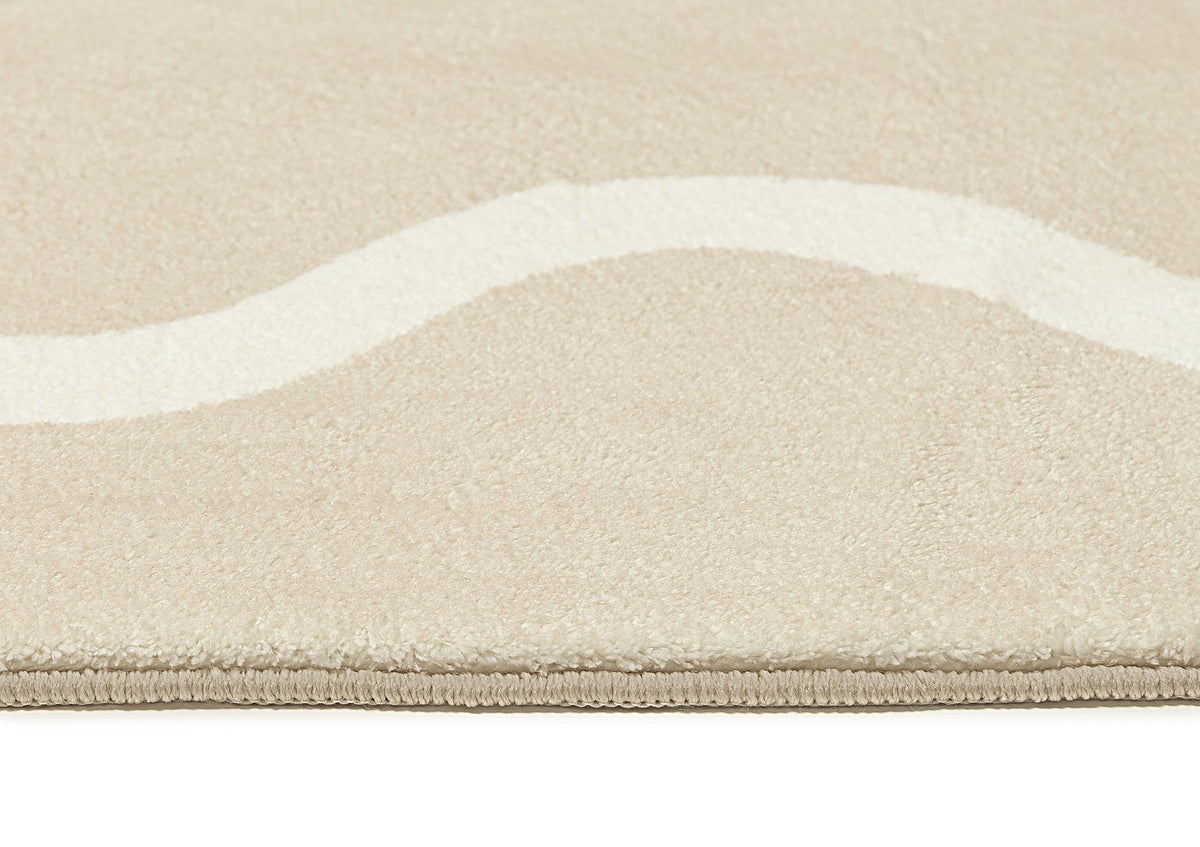 Mahali Beige Ivory Wiggle Bordered Washable Rug