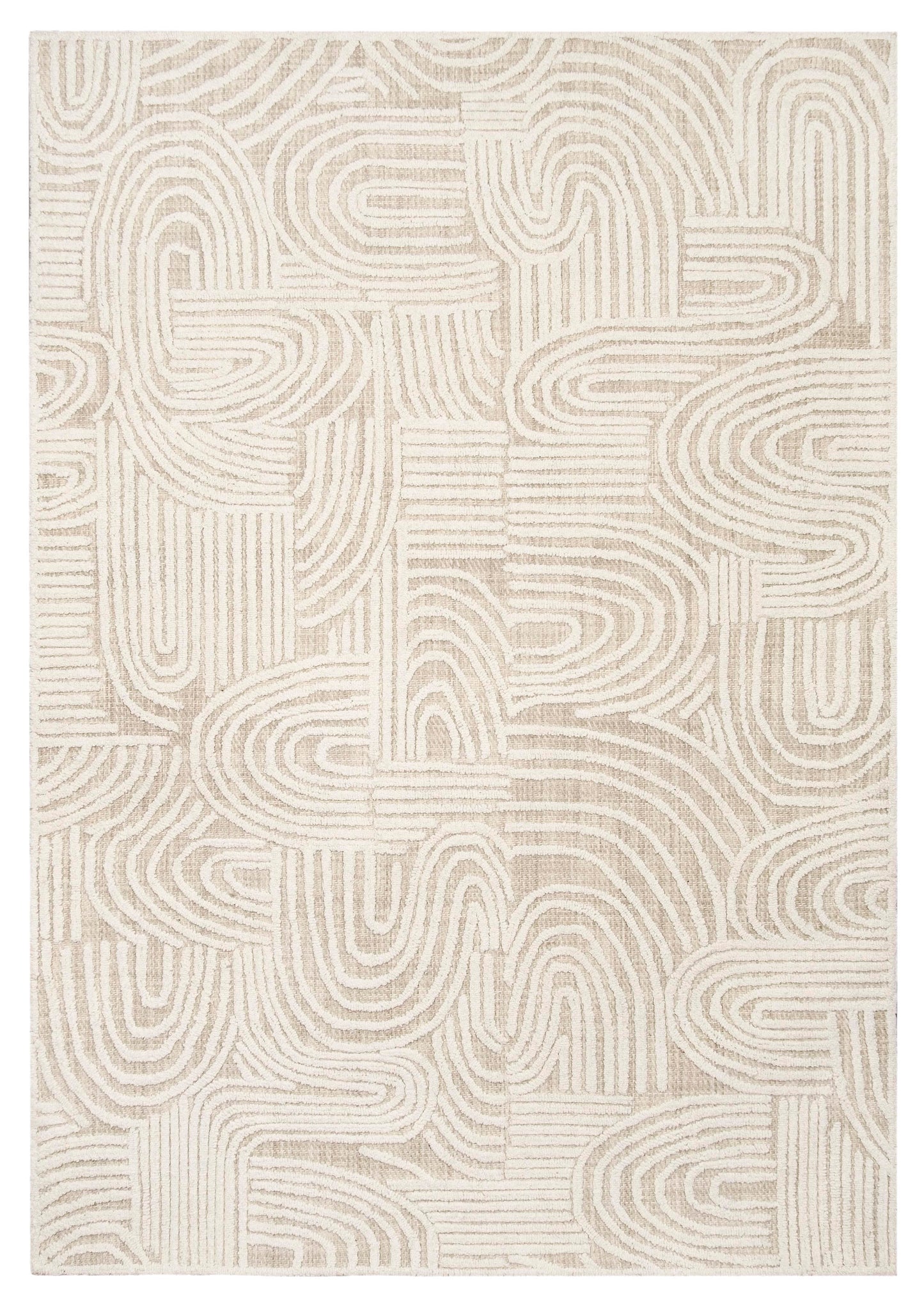 Maisie Cream and Ivory Textured Tribal Rug