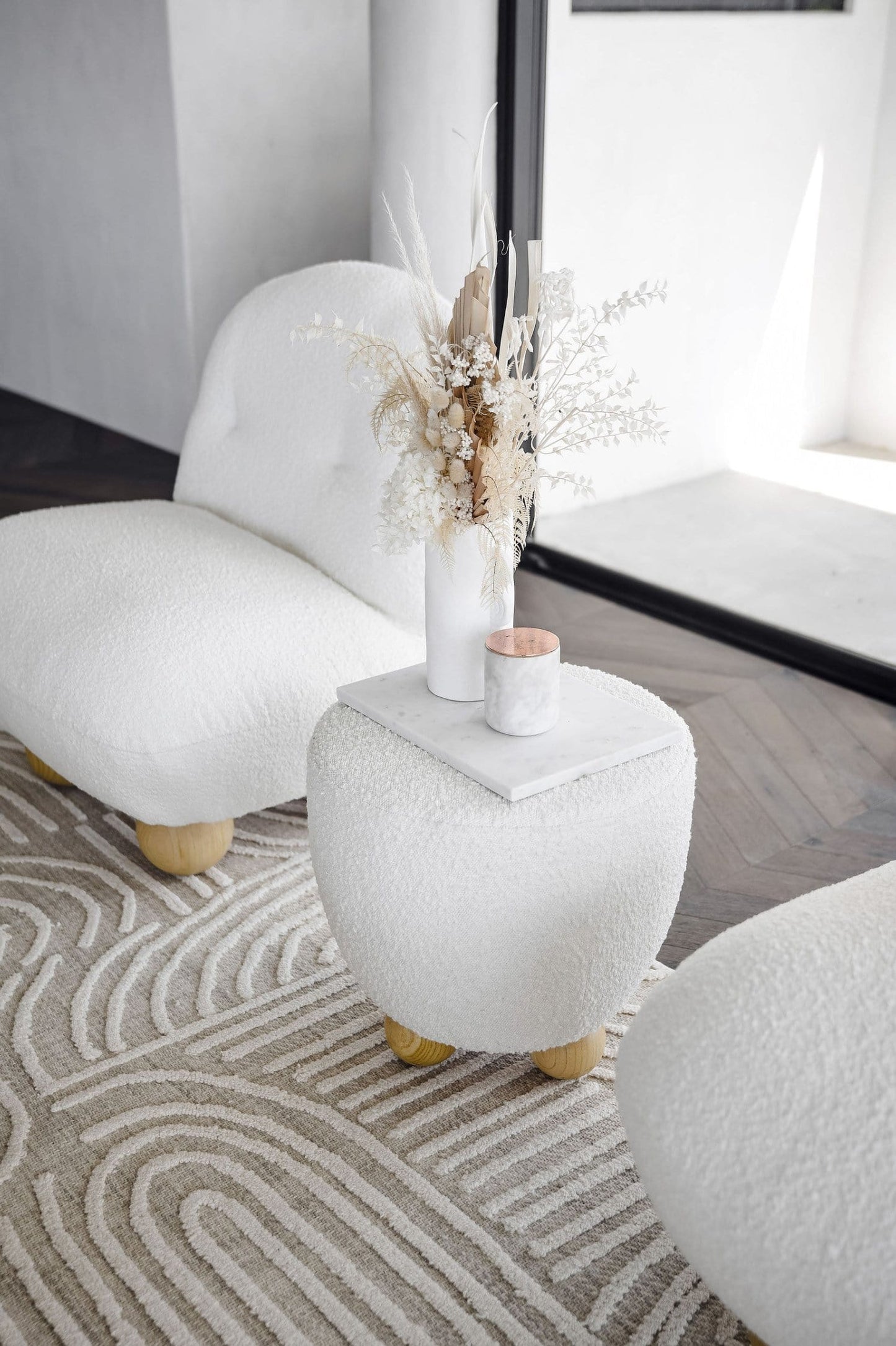 Maisie Cream and Ivory Textured Tribal Rug