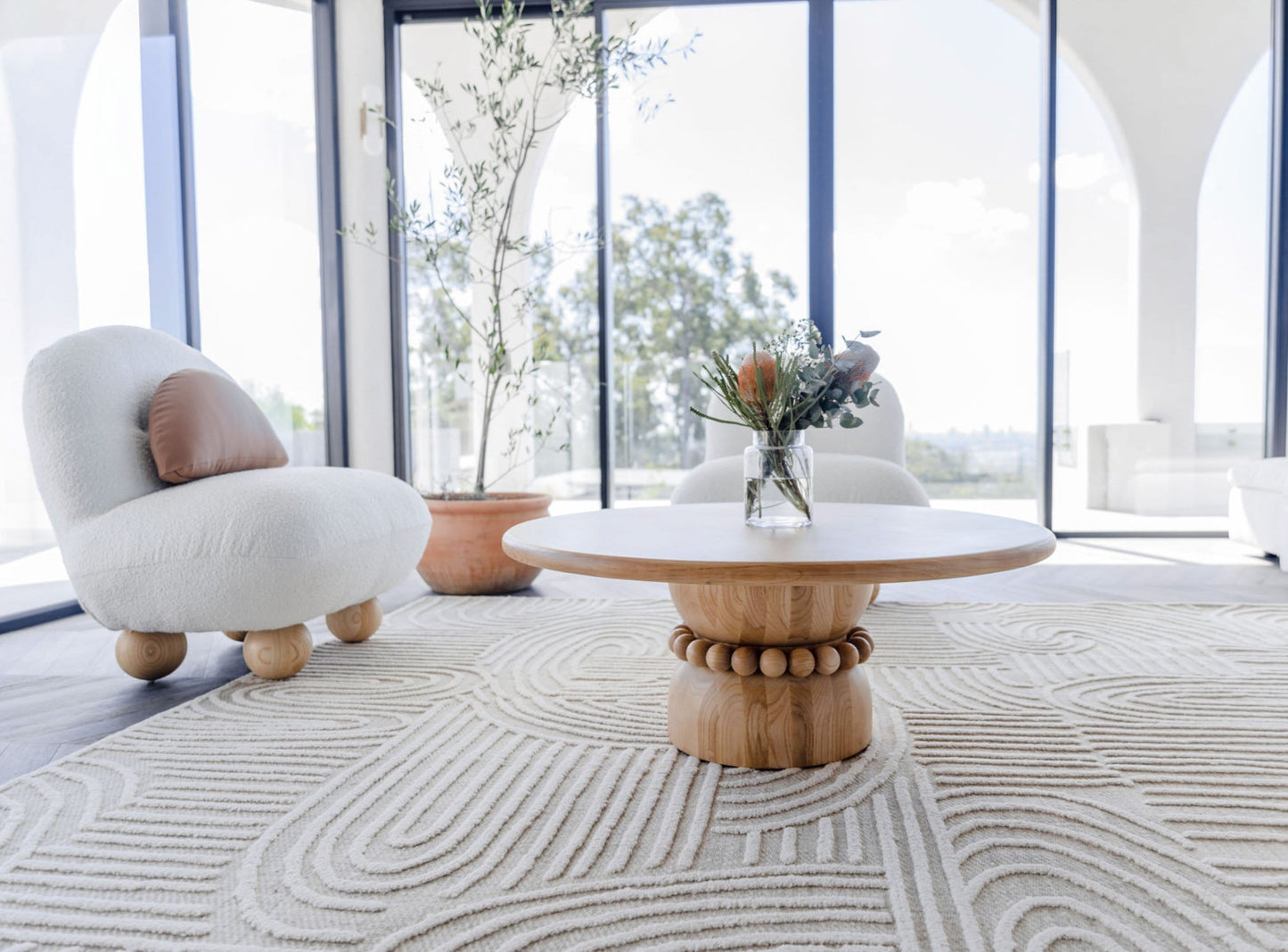 Maisie Cream and Ivory Textured Tribal Rug