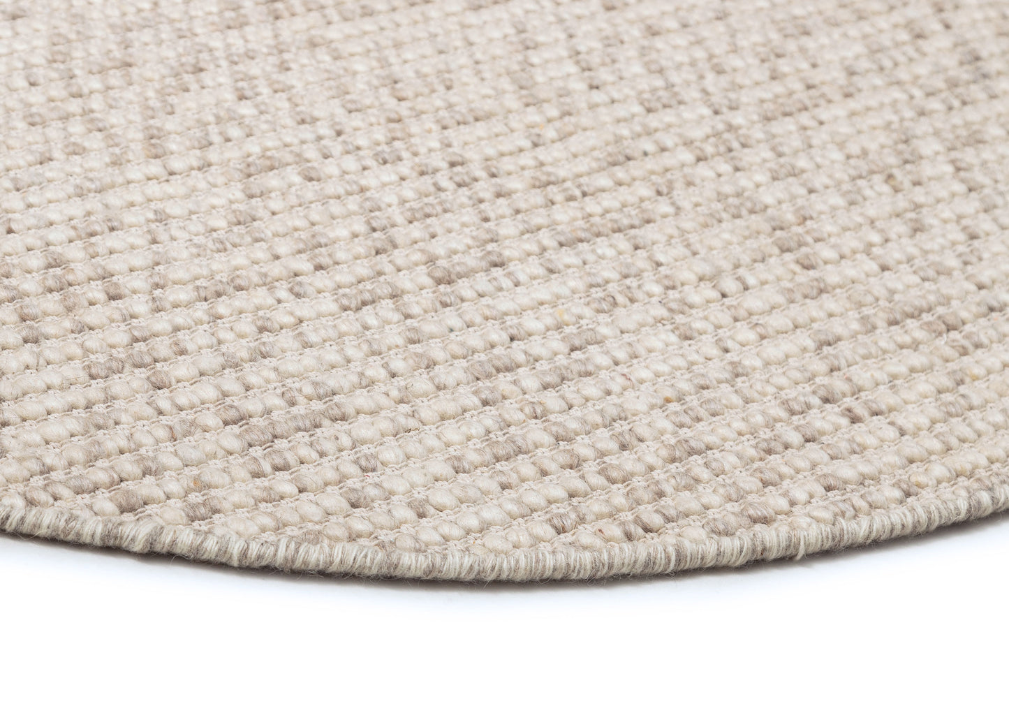 Mallory Marbled Cream and Grey Chunky Wool Round Rug