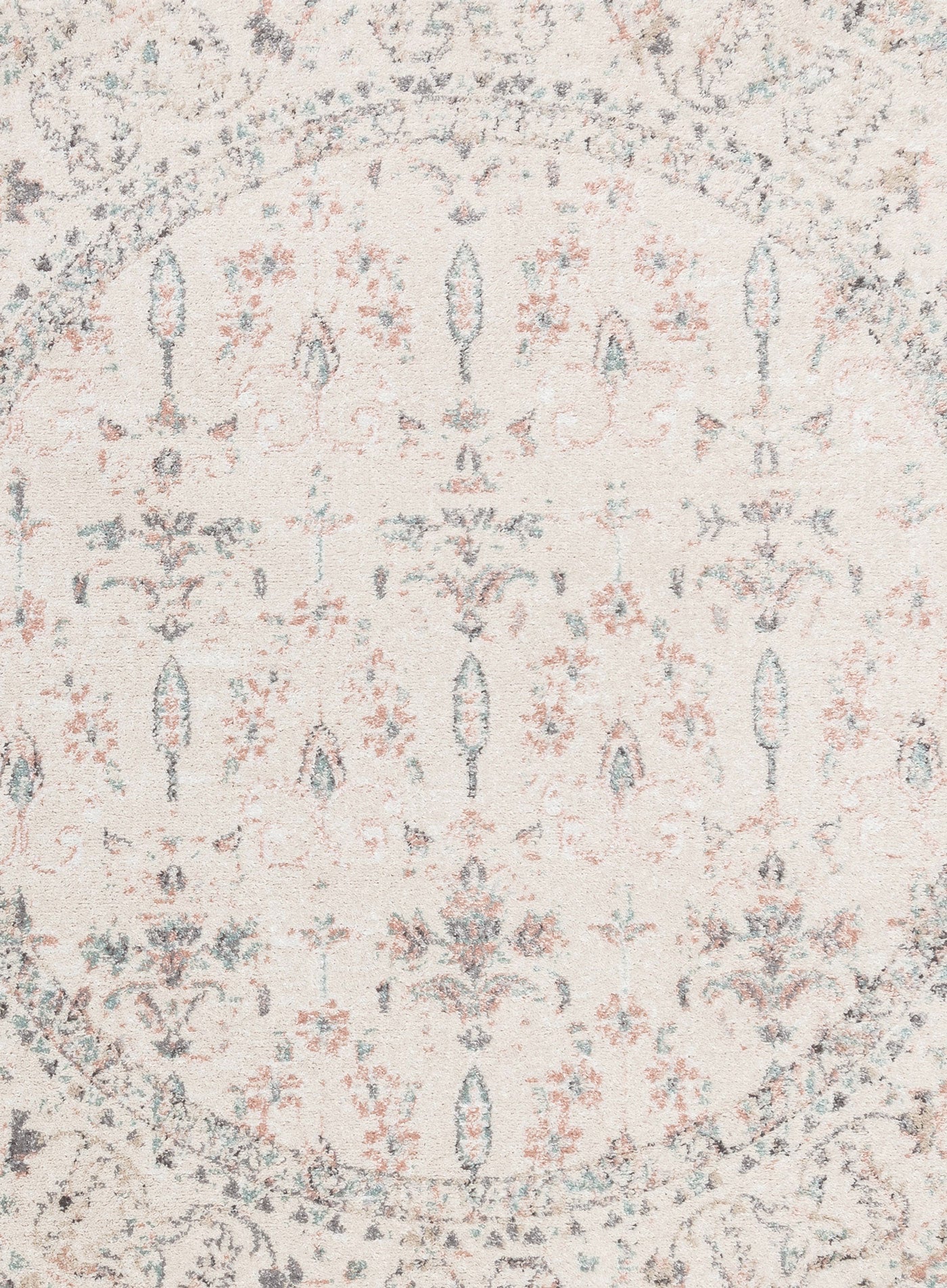 Maplewood Cream and Pink Traditional Round Rug