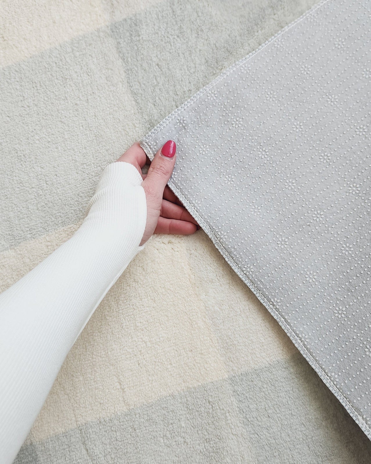 Marcia Blue and Cream Gingham Washable Rug