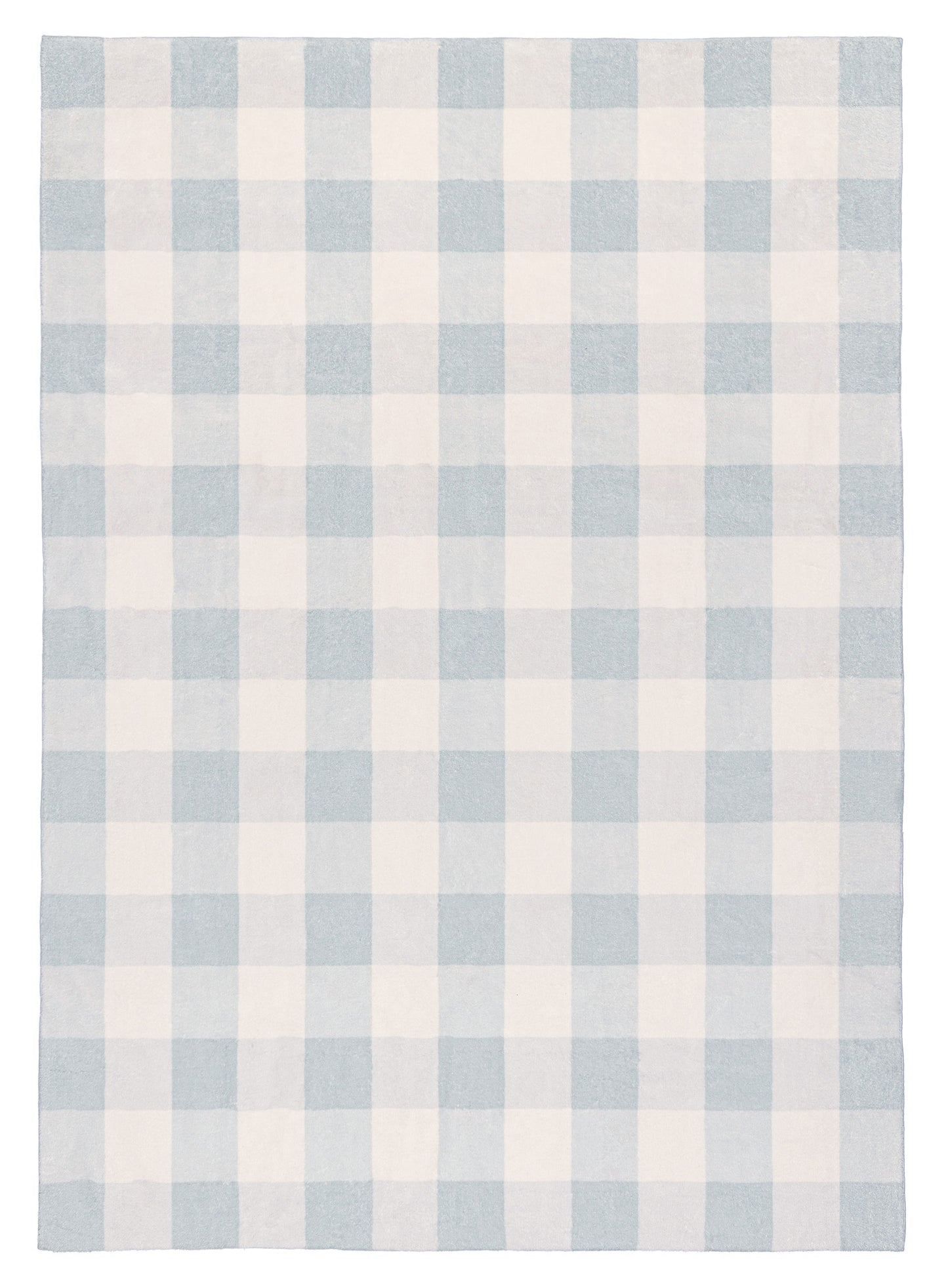 Marcia Blue and Cream Gingham Washable Rug