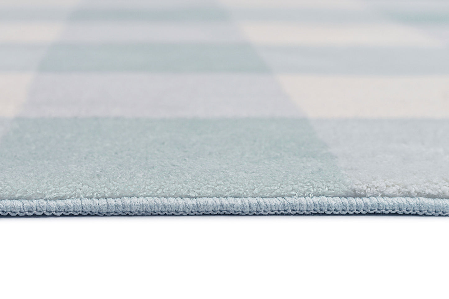 Marcia Blue and Cream Gingham Washable Rug