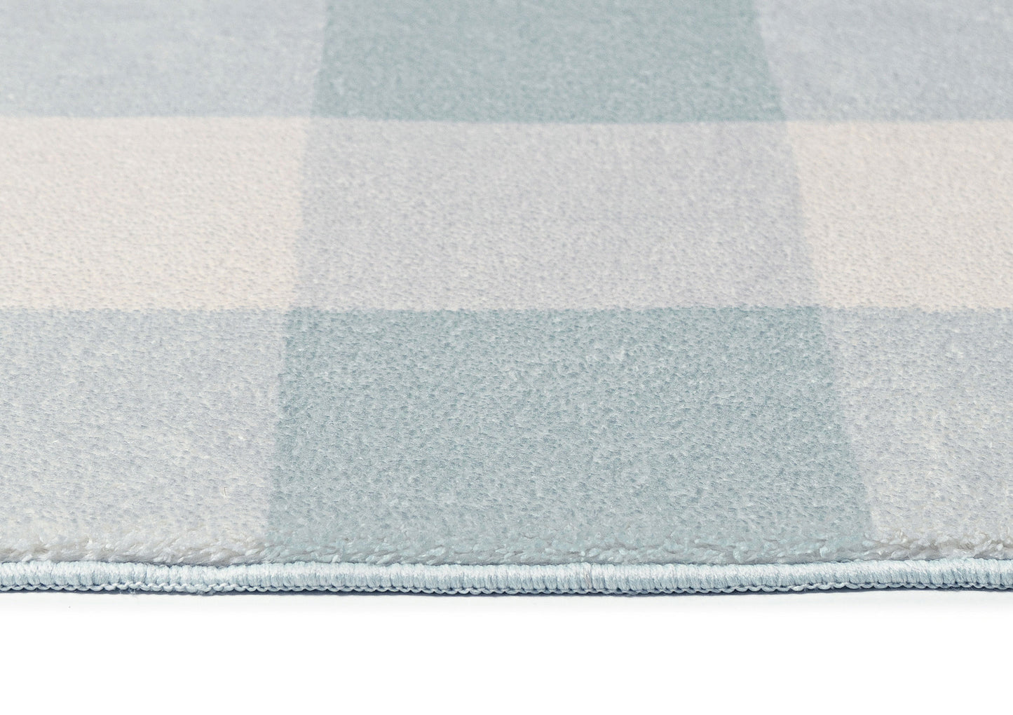 Marcia Blue and Cream Gingham Washable Rug